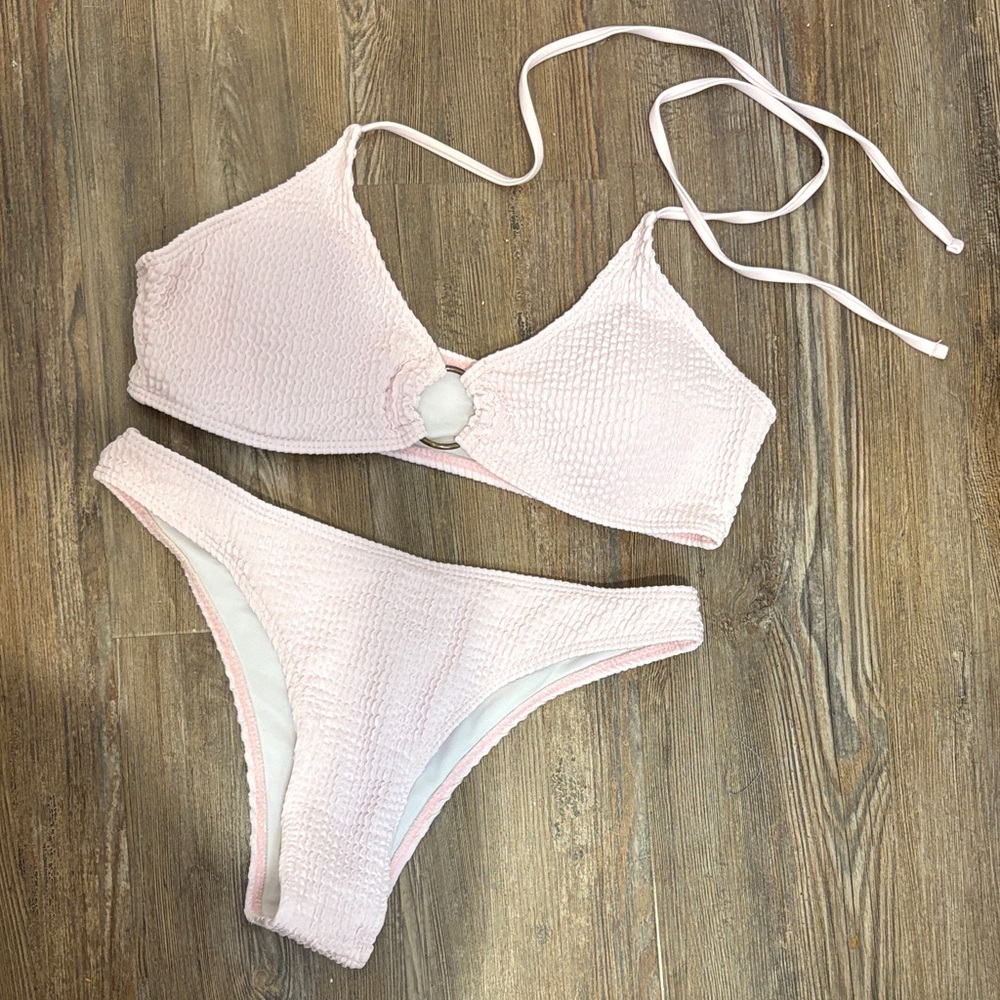 Light Pink Textured Bikini Set